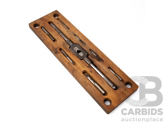 Antique Ahrem's Good Line Imperial Tap and Die Set in Timber Case, Made in Germany