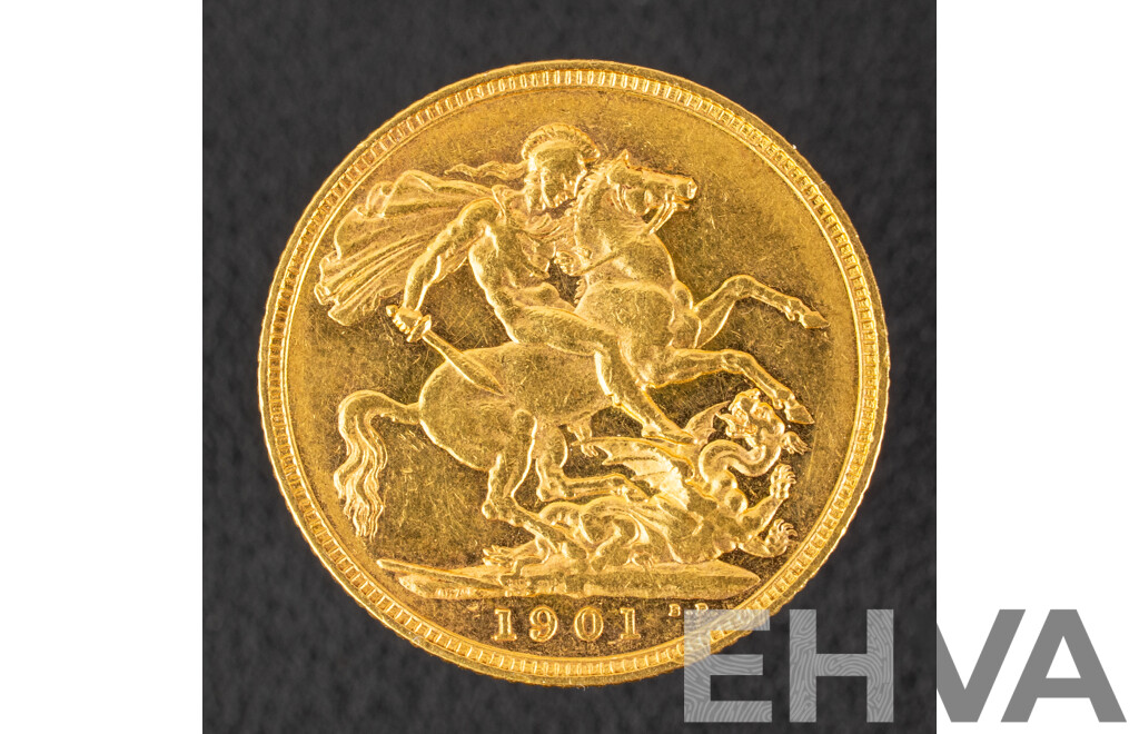Australian 1901 QV Gold Sovereign, Sydney Mint .917