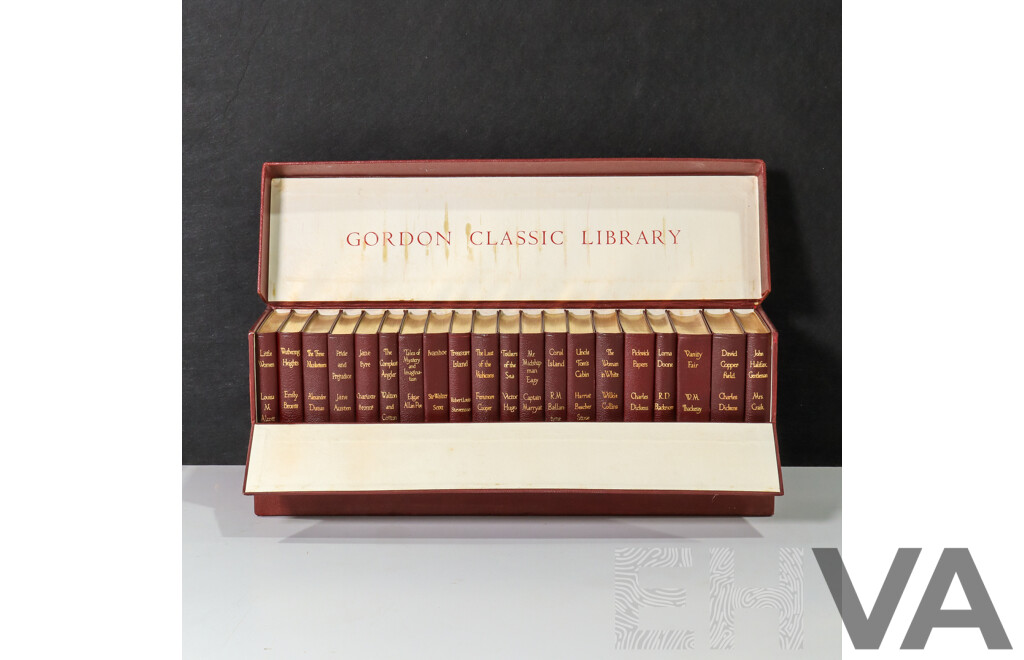 Vintage Box Set Gordon Classic Library Collection of Twenty Classic Novels Including Charles Dickens, Victor Hugo, Edgar Allen Poe, Sir Walter Scott, Jane Austin, Emily Bronte, Harriet Beecher Stowe and More
