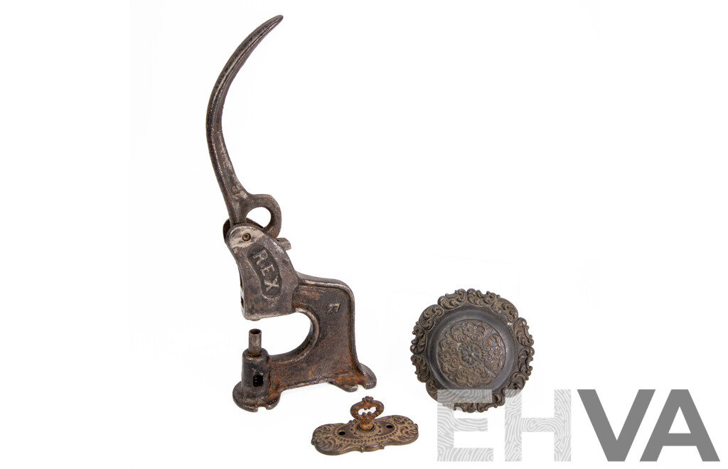 Antique Cast Iron Door Bell and Rex Lever Operated Riveter