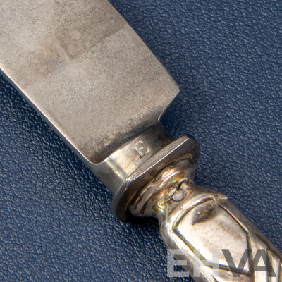 Vintage Silver Butter Knife, Sheffield with Two Silver Plate Knives, Four Walker & Hall Sonora Silver Forks