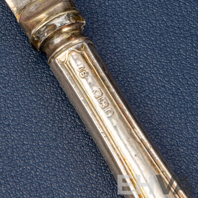 Vintage Silver Butter Knife, Sheffield with Two Silver Plate Knives, Four Walker & Hall Sonora Silver Forks