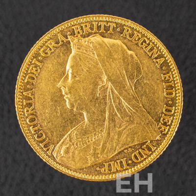 Australian 1901 QV Gold Sovereign, Sydney Mint .917