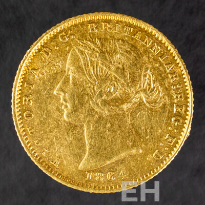 Australian 1864 QV Gold Half Sovereign, Sydney Mint .917