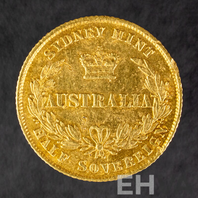 Australian 1864 QV Gold Half Sovereign, Sydney Mint .917