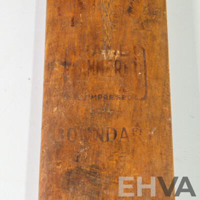 Collection of Vintage Items Including Child's Willow BBL Boundary Cricket Bat, Made in Pakistan, Darlton Brass Soldering Iron, Bee Smoker, Three Spring Chest Exerciser, Asian Cast Metal Stand