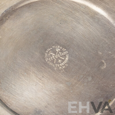 Collection of Vintage Silver Plate Table Pieces Including Egg Holders, Candlestick Pair, Unique Asparagus Tongs, Tea Strainer, Trinket Bowls