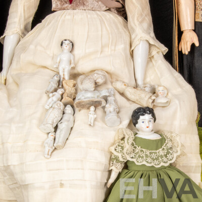 Antique and Vintage Dolls Including Two Armand Marseille 390 Bisque with Original Boxes, Three Kewpie Dolls, Victorian Pocelain Face with Bonnet, Box of Small Porcelain/Ceramic Dolls, Figurines, Animals