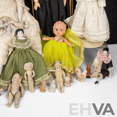 Antique and Vintage Dolls Including Two Armand Marseille 390 Bisque with Original Boxes, Three Kewpie Dolls, Victorian Pocelain Face with Bonnet, Box of Small Porcelain/Ceramic Dolls, Figurines, Animals