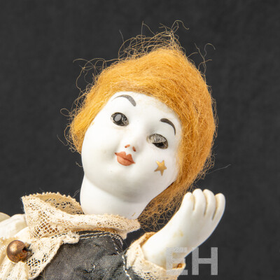 Pair of Antique Clockwork Automata Dancing Dolls, with Bisque Heads and Hands, Music Box Base