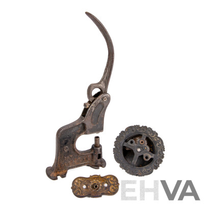 Antique Cast Iron Door Bell and Rex Lever Operated Riveter