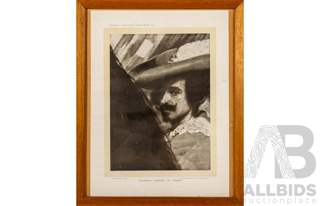 Diego Rodríguez De Silva Y Velázquez, (Baroque, Spanish, 1599-1660), Self Portrait, Print After Original From Supplement to Black and White, Christmas Number, 1904, 42 x 34 cm (frame)