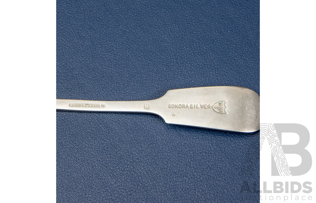 Vintage Silver Butter Knife, Sheffield with Two Silver Plate Knives, Four Walker & Hall Sonora Silver Forks