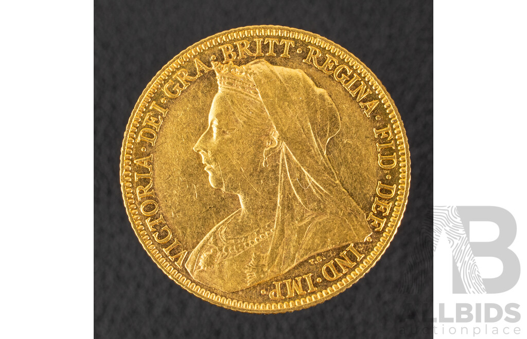 Australian 1901 QV Gold Sovereign, Sydney Mint .917
