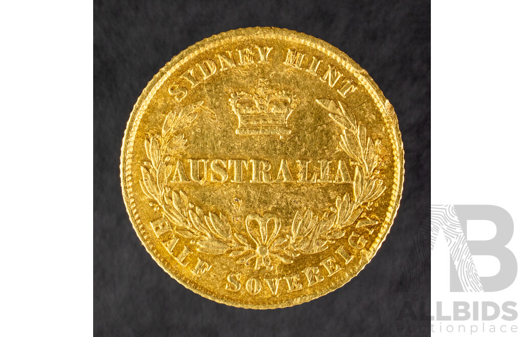 Australian 1864 QV Gold Half Sovereign, Sydney Mint .917