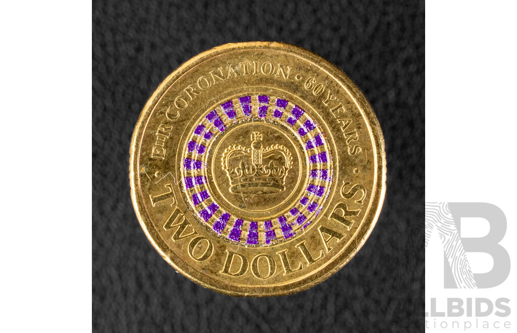Australian 2013 Two Dollar Coin, 60th Anniversary QE2 Coronation