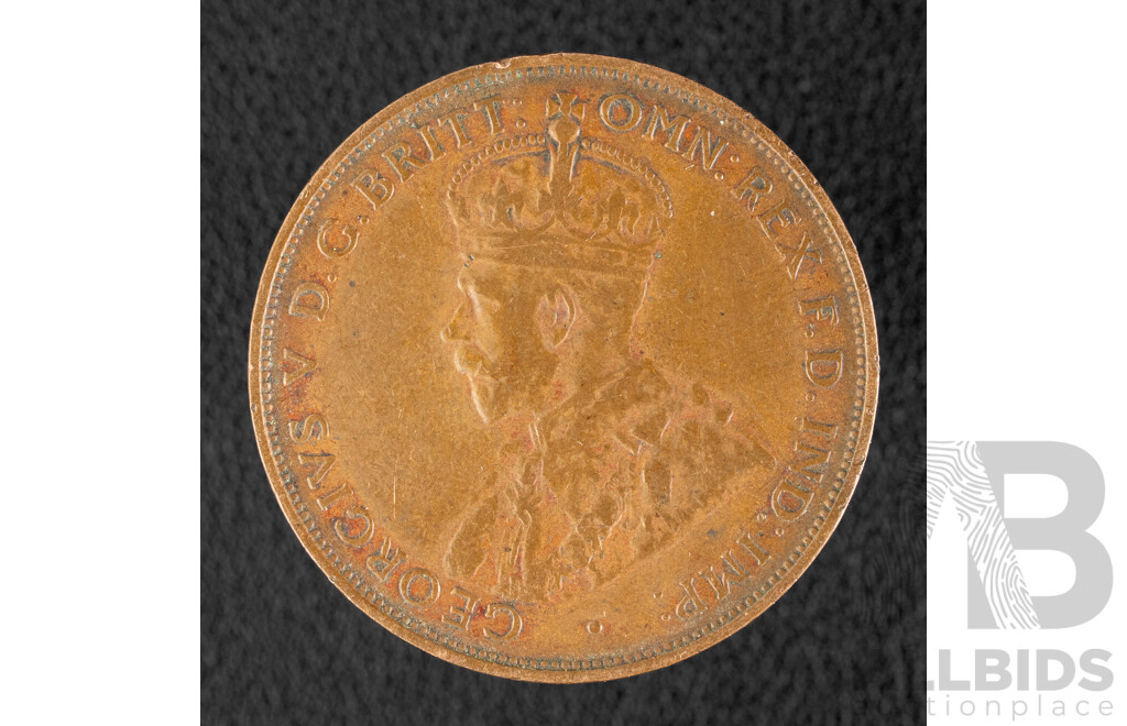 Australian KGV 1933/32 Over Date Penny