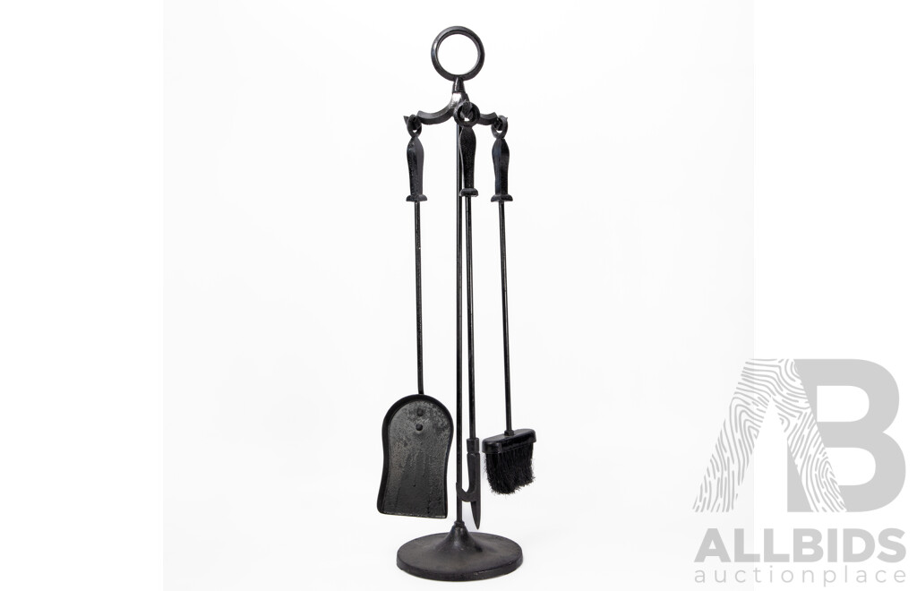Vintage Wrought Iron Fireplace Tool Set