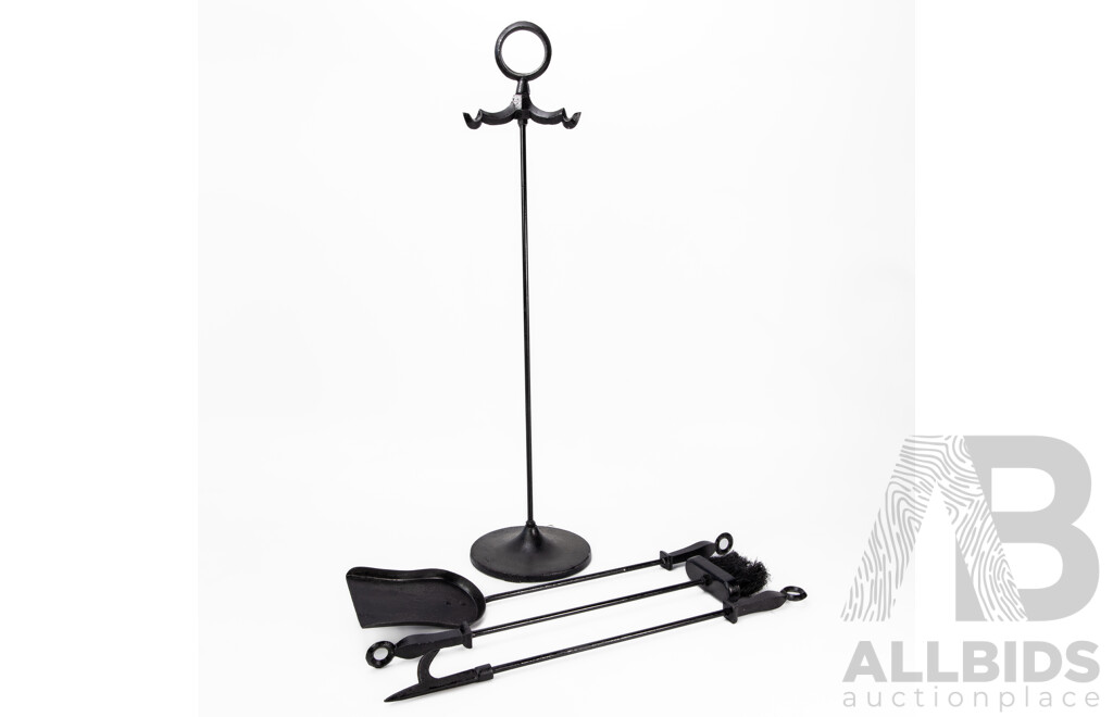 Vintage Wrought Iron Fireplace Tool Set