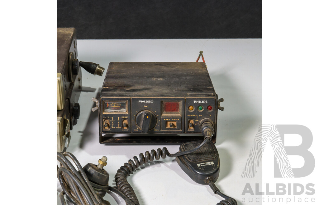 Three Vintage UHF/VHF Forty Channel CB Radios Including Phillips FM320. GME TX472S, Electrophone TX470S