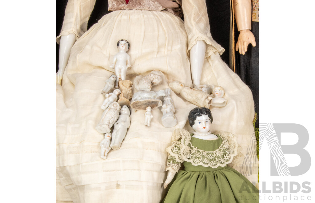 Antique and Vintage Dolls Including Two Armand Marseille 390 Bisque with Original Boxes, Three Kewpie Dolls, Victorian Pocelain Face with Bonnet, Box of Small Porcelain/Ceramic Dolls, Figurines, Animals