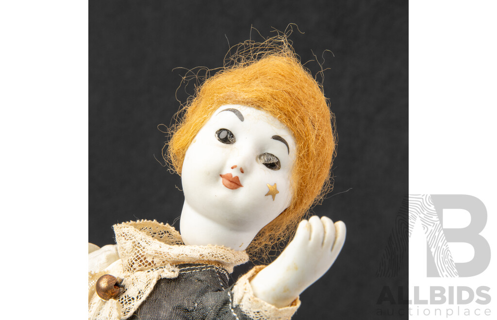 Pair of Antique Clockwork Automata Dancing Dolls, with Bisque Heads and Hands, Music Box Base