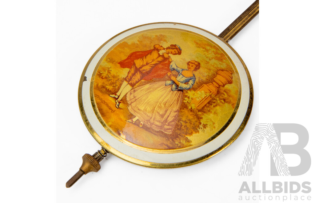 Vintage E.Schmeckenbecher Weight Driven Wall Clock, Ornate Gilt Metal Surround with Roman Numerals, Made in Germany