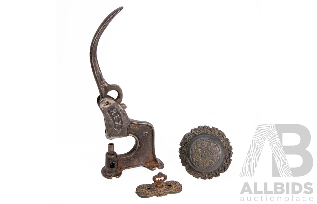 Antique Cast Iron Door Bell and Rex Lever Operated Riveter