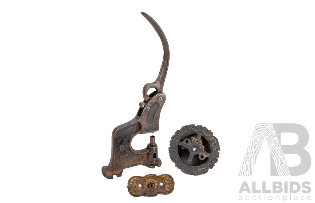Antique Cast Iron Door Bell and Rex Lever Operated Riveter