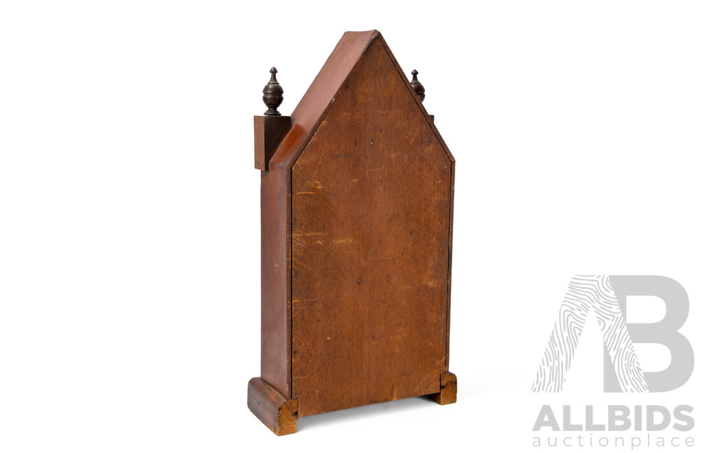 Antique Jerome & Co Steeple Mantle Clock in Walnut Veneer Case, Made in USA