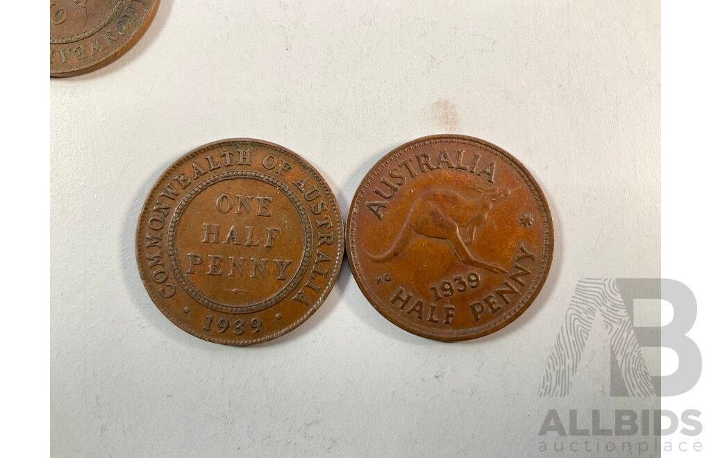Collection of Australian Copper Coins Including Sixty Four Pennies Spanning 1912 to 1952, Thirty Six Half Pennies Spanning 1911 to 1964 Including 1912H, 1917I, 1939 Kangaroo Reverse...............
