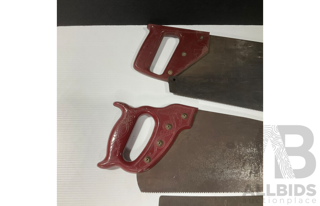 Six Large Vintage Timber Hand Saws