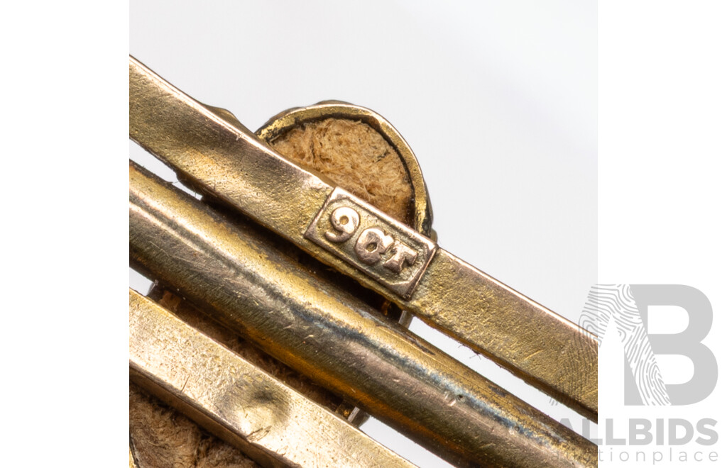 Vintage 9ct Yellow Gold & Opal Brooch - 3.47gms