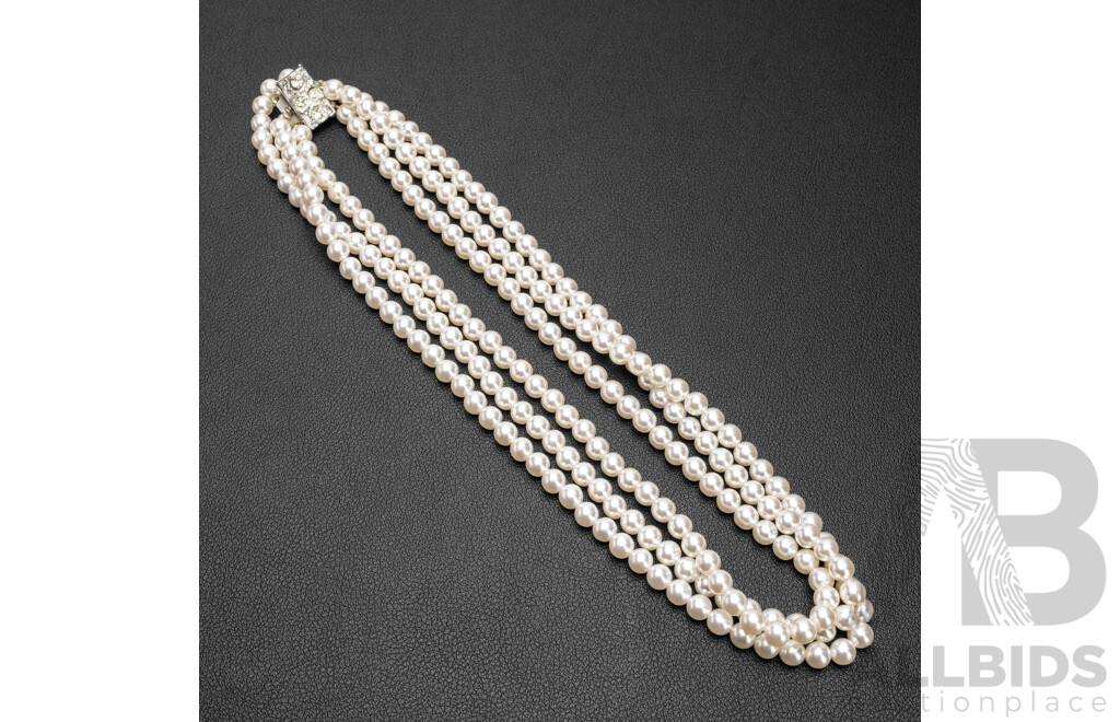 3 Strand Faux Pearl Necklace. Length - 41cms