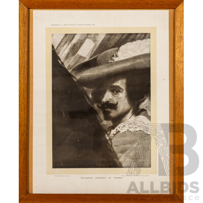 Diego Rodríguez De Silva Y Velázquez, (Baroque, Spanish, 1599-1660), Self Portrait, Print After Original From Supplement to Black and White, Christmas Number, 1904, 42 x 34 cm (frame)