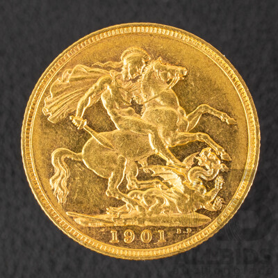 Australian 1901 QV Gold Sovereign, Sydney Mint .917