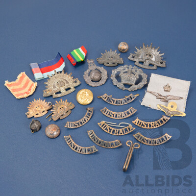 Collection of Australian Military Forces Badges, Buttons and Pins