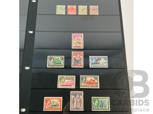 Great Britain/Solomon Islands Stamps, KGV, KGVI, QE2, Ten Shillings