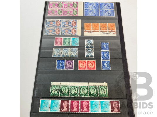 Great Britain Stamps, KEVII to QE2, Blocks, Mint Hinged, Selvage, Control Numbers
