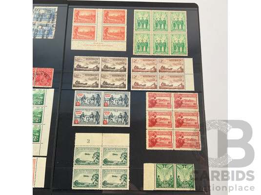 Australian Predecimal Stamp Blocks, Pairs, Mint, Mint Hinged, John Ash Prints
