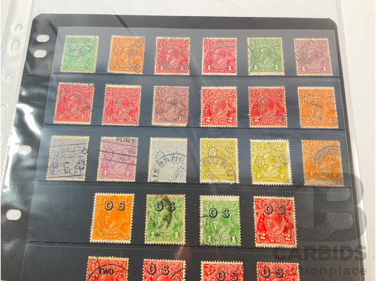 Australian Predecimal Stamps QV and KGV Perfins, Official Service Overprints