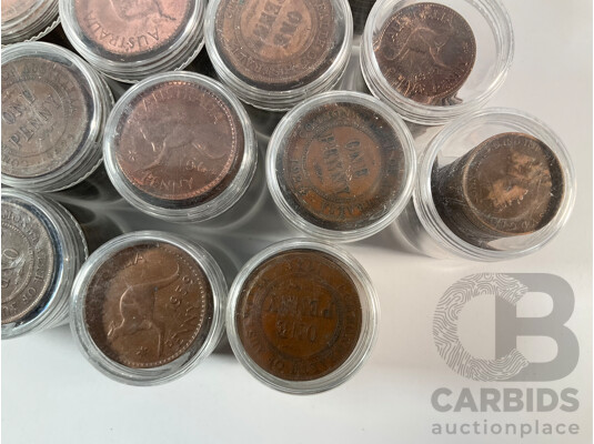 Collection of Australian Pennies and Half Pennies, Examples Spanning 1911 to 1964 - Approximately 4.6 Kilograms