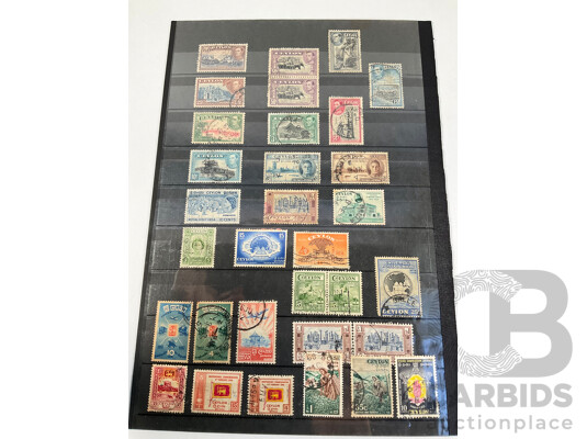 Great Britain/Ceylon 1900's Stamps, KGV to QE2, Double Sided Hanger