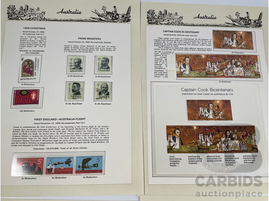 Australian Seven Seas Stamps 1968-1970, Cook Bicentennial, Christmas, Prime Ministers, First England-Australia Flight