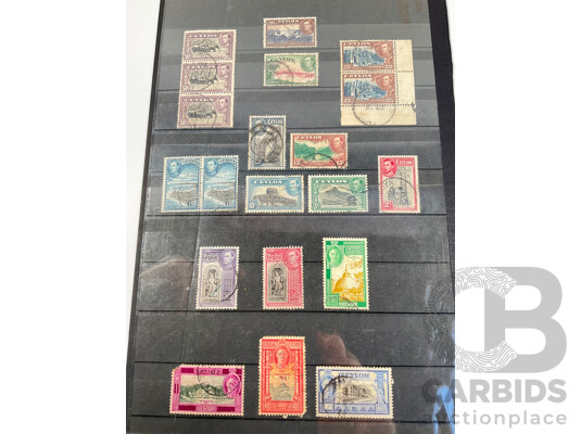 Great Britain/Ceylon, 1900's Stamps, KGV, KGVI, Pairs, Double Sided Hanger
