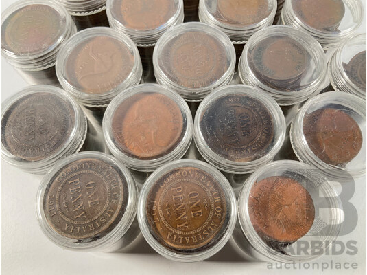 Collection of Australian Pennies and Half Pennies, Examples Spanning 1911 to 1964 - Approximately 4.6 Kilograms