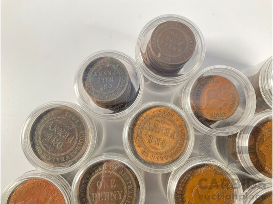 Collection of Australian Pennies and Half Pennies, Examples Spanning 1911 to 1964 - Approximately 4.6 Kilograms