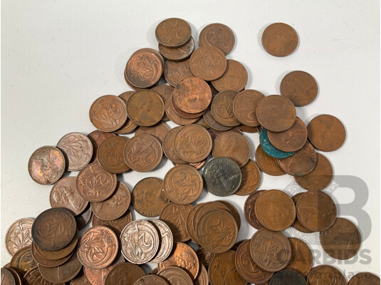 Collection of Australian One and Two Cent Coins Spanning 1966 to 1990 - Approximately 3.4 Kilograms