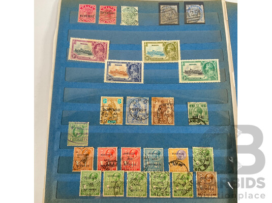 Collection of Great Britain Territories Stamps Including St Helena, Nevis/St Kitts, Honduras, New Hebrides, Antigua, Zululand, South Africa, Malta, QV, KGV