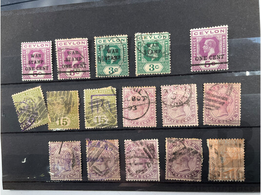 Collection of Great Britain and Territories Stamps Including Ceylon and India QV Overprints, Rhodesia Mint Sets, Sierra Leone KGV, KGVI, QE2, St Helena Mint Hinged, Kenya, St Vincent, Nevis, Anguilla, Barbados 'Seal of the Colony'